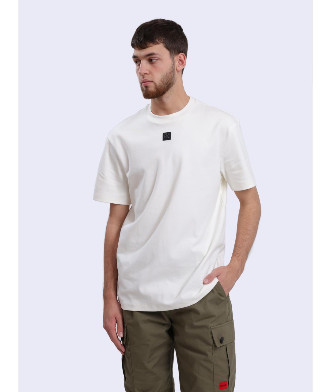 HUGO Белая хлопковая футболка, фото 3