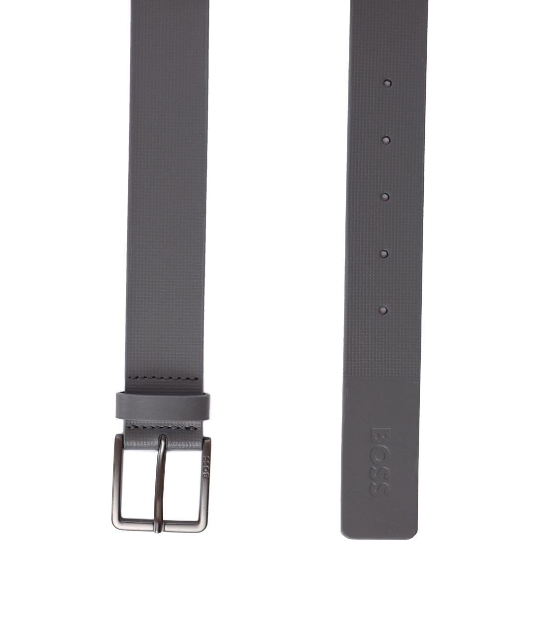HUGO BOSS Серый кожаный ремень, фото 2