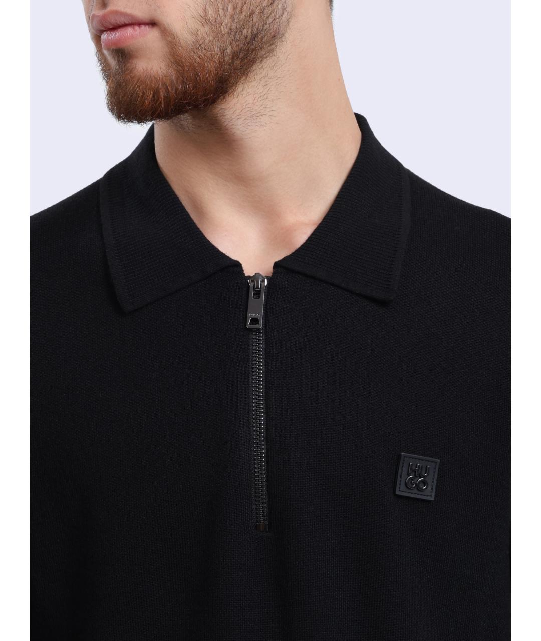 HUGO Черное поло с длинным рукавом, фото 4