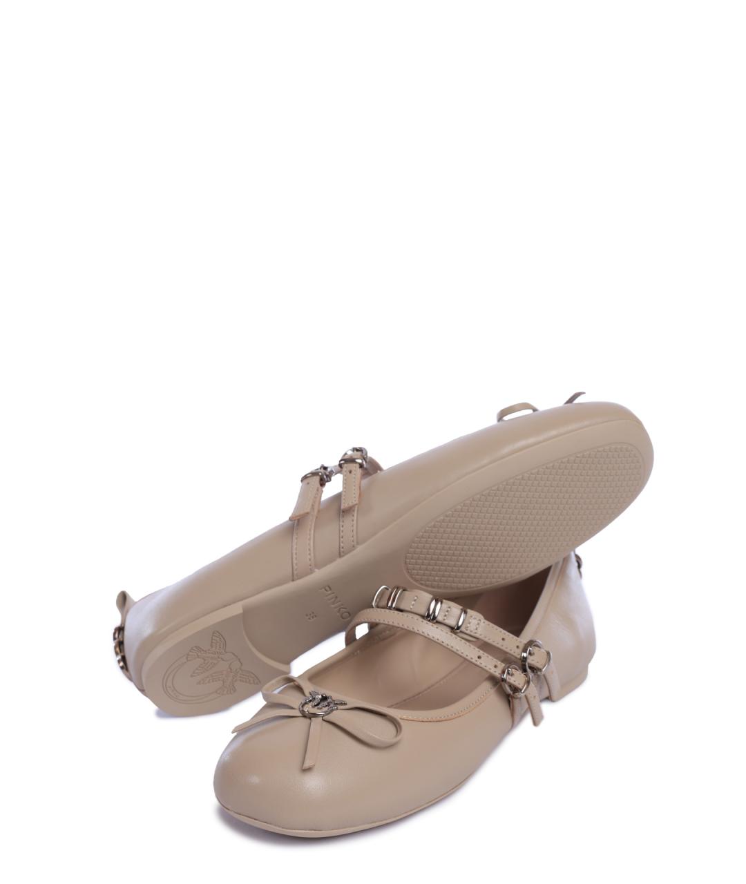 PINKO Бежевые кожаные балетки, фото 4
