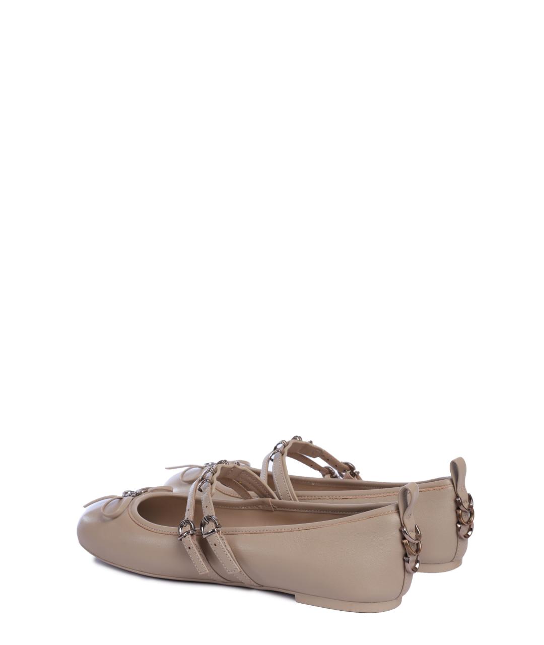 PINKO Бежевые кожаные балетки, фото 5