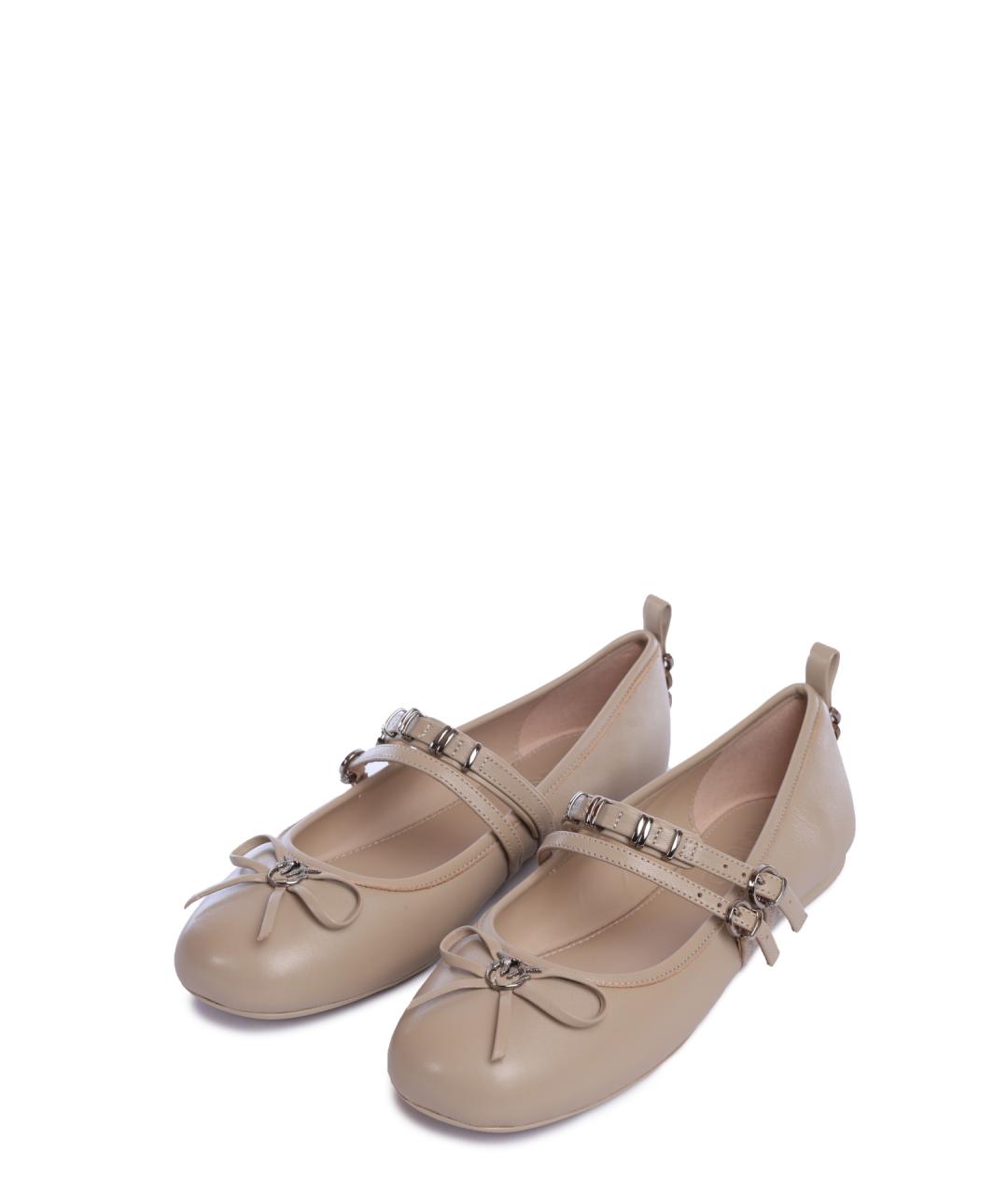 PINKO Бежевые кожаные балетки, фото 2
