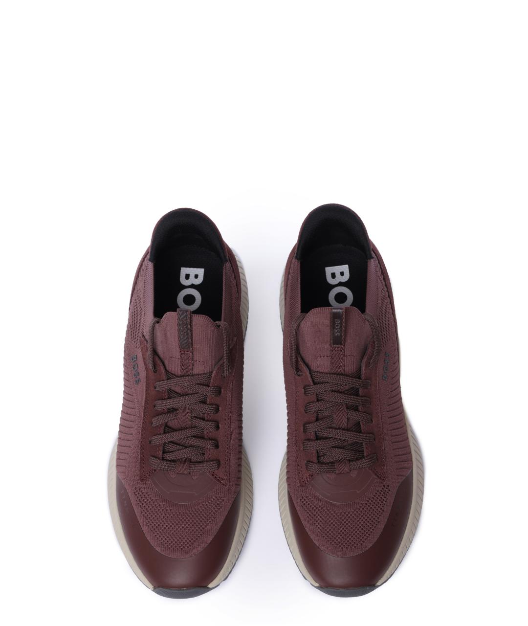 HUGO BOSS Бордовые текстильные низкие кроссовки / кеды, фото 4