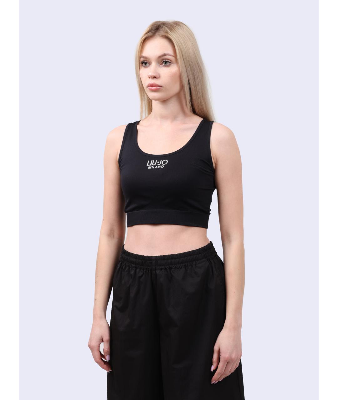 LIU JO Черная хлопковая майка, фото 3