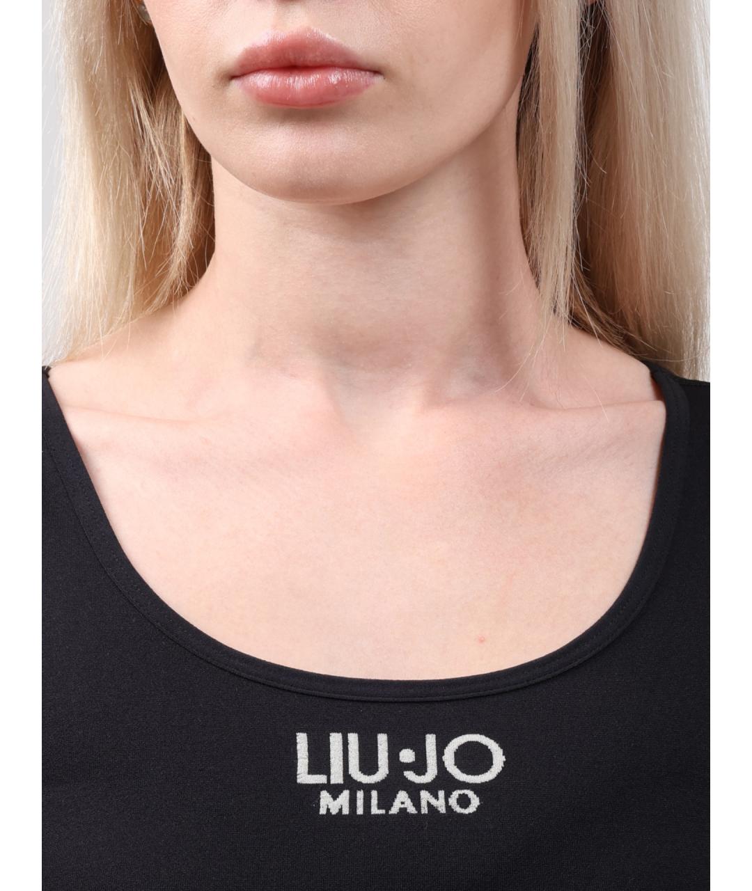 LIU JO Черная хлопковая майка, фото 4