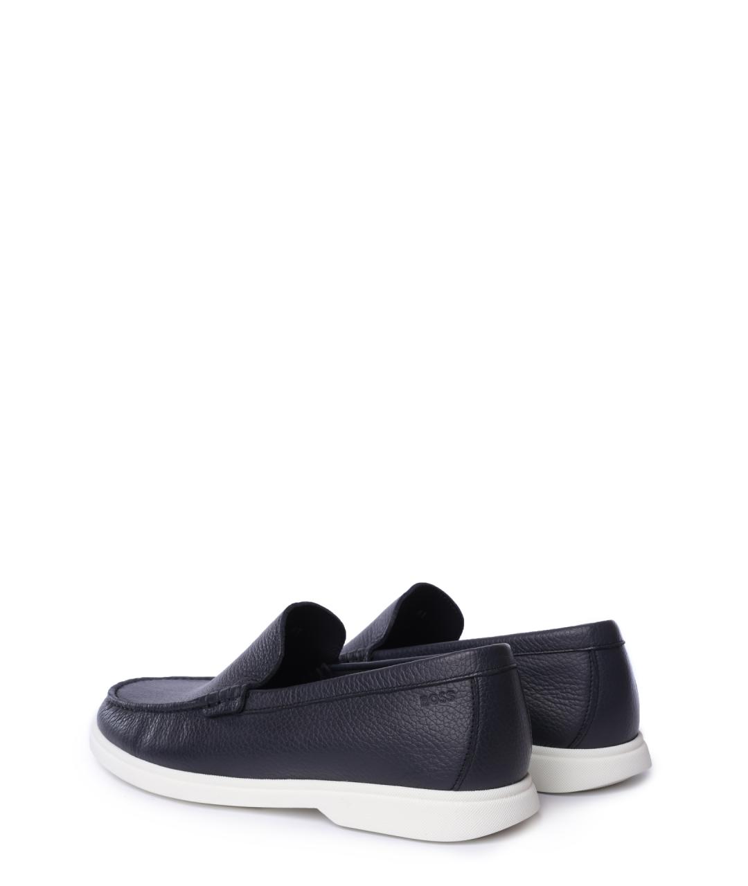 HUGO BOSS Синие кожаные лоферы, фото 5