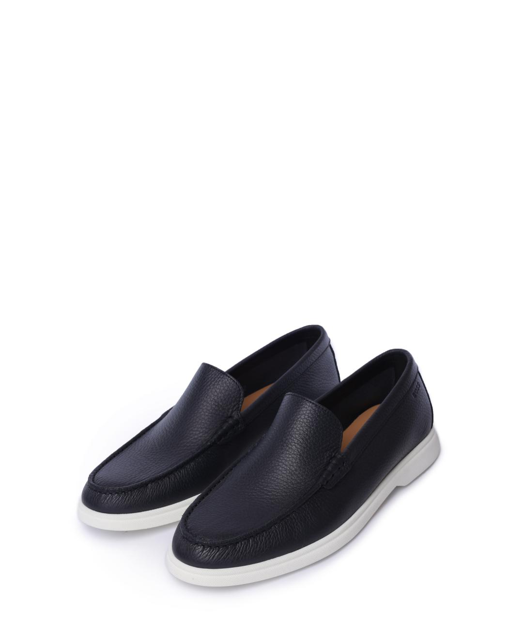 HUGO BOSS Синие кожаные лоферы, фото 2