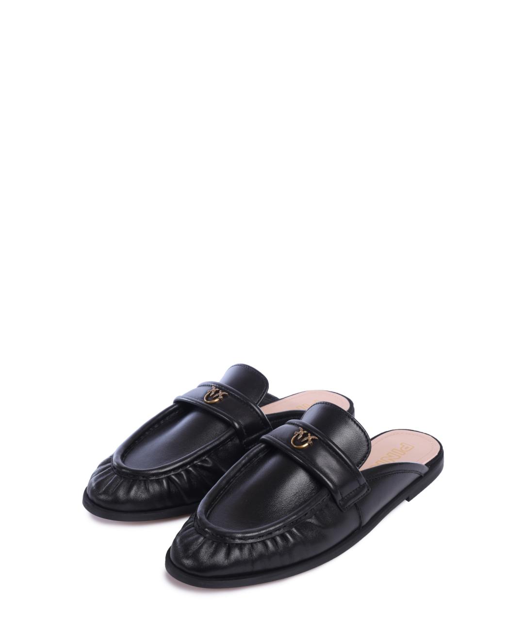 PINKO Черные кожаные сабо, фото 2