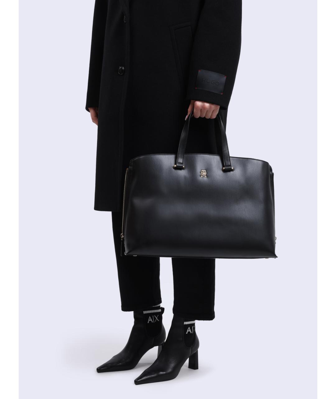 TOMMY HILFIGER Черная сумка тоут, фото 5