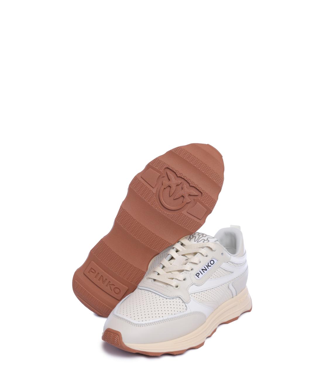 PINKO Белые кожаные кроссовки, фото 4