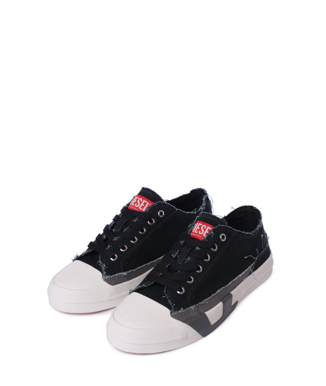 DIESEL Черные текстильные низкие кроссовки / кеды, фото 2