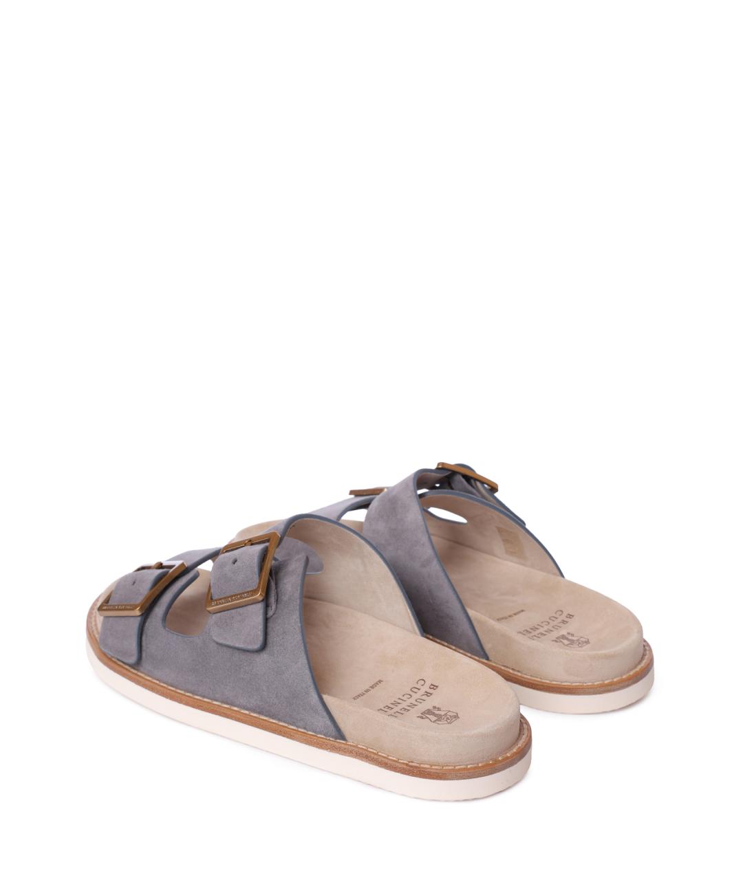 BRUNELLO CUCINELLI Серые замшевые шлепанцы, фото 4