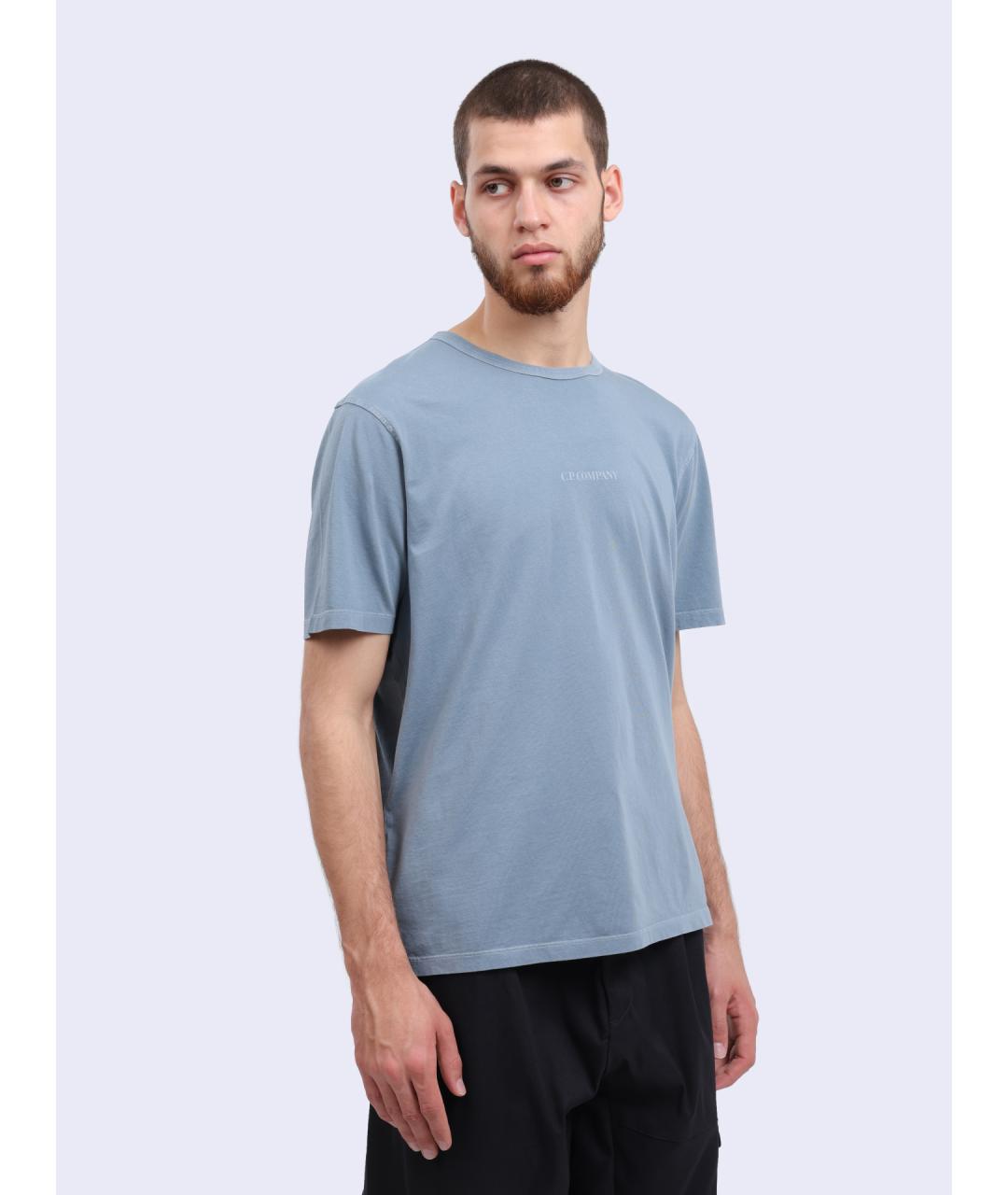 CP COMPANY Голубая хлопковая футболка, фото 3