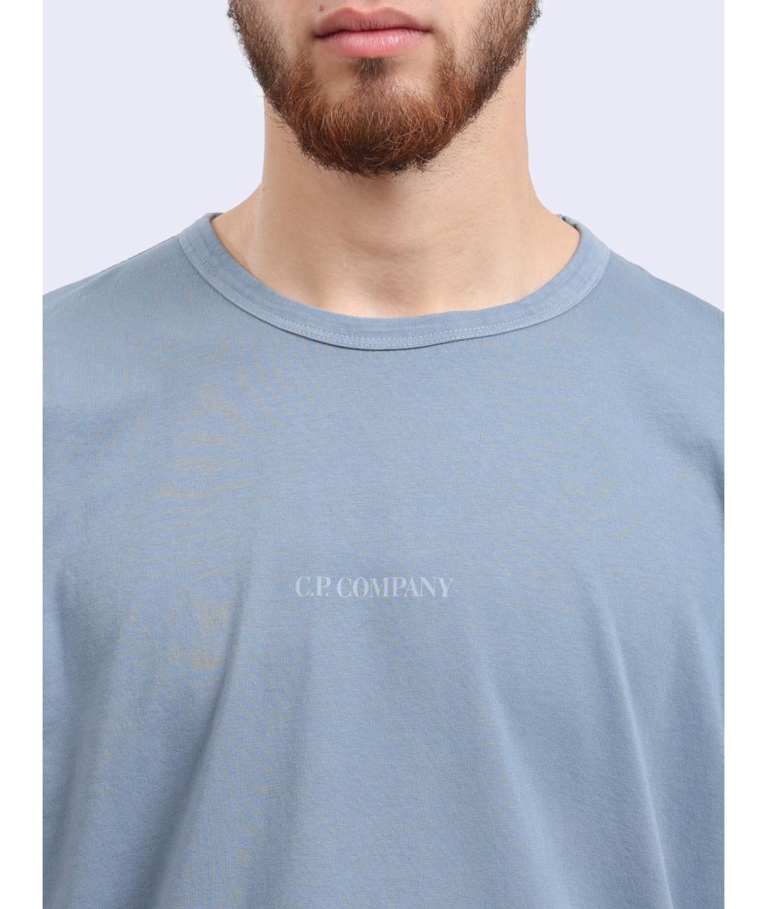 CP COMPANY Голубая хлопковая футболка, фото 4