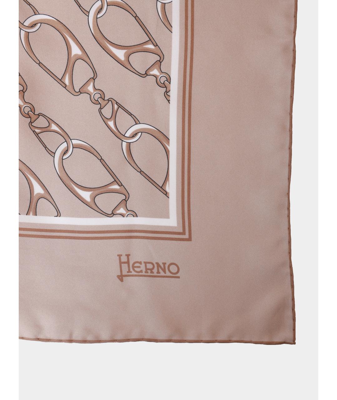 HERNO Бежевый шелковый платок, фото 3