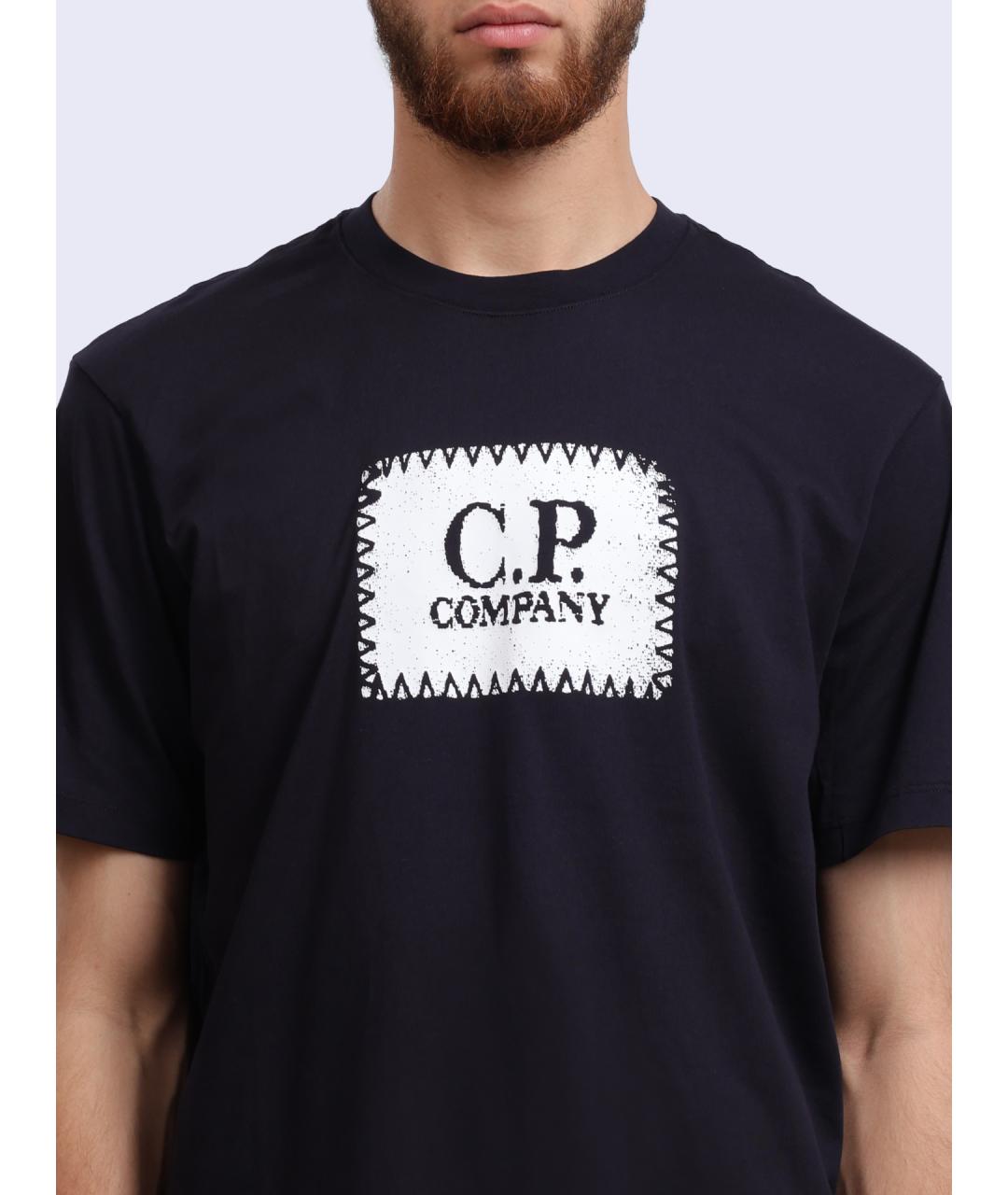 CP COMPANY Темно-синяя хлопковая футболка, фото 4
