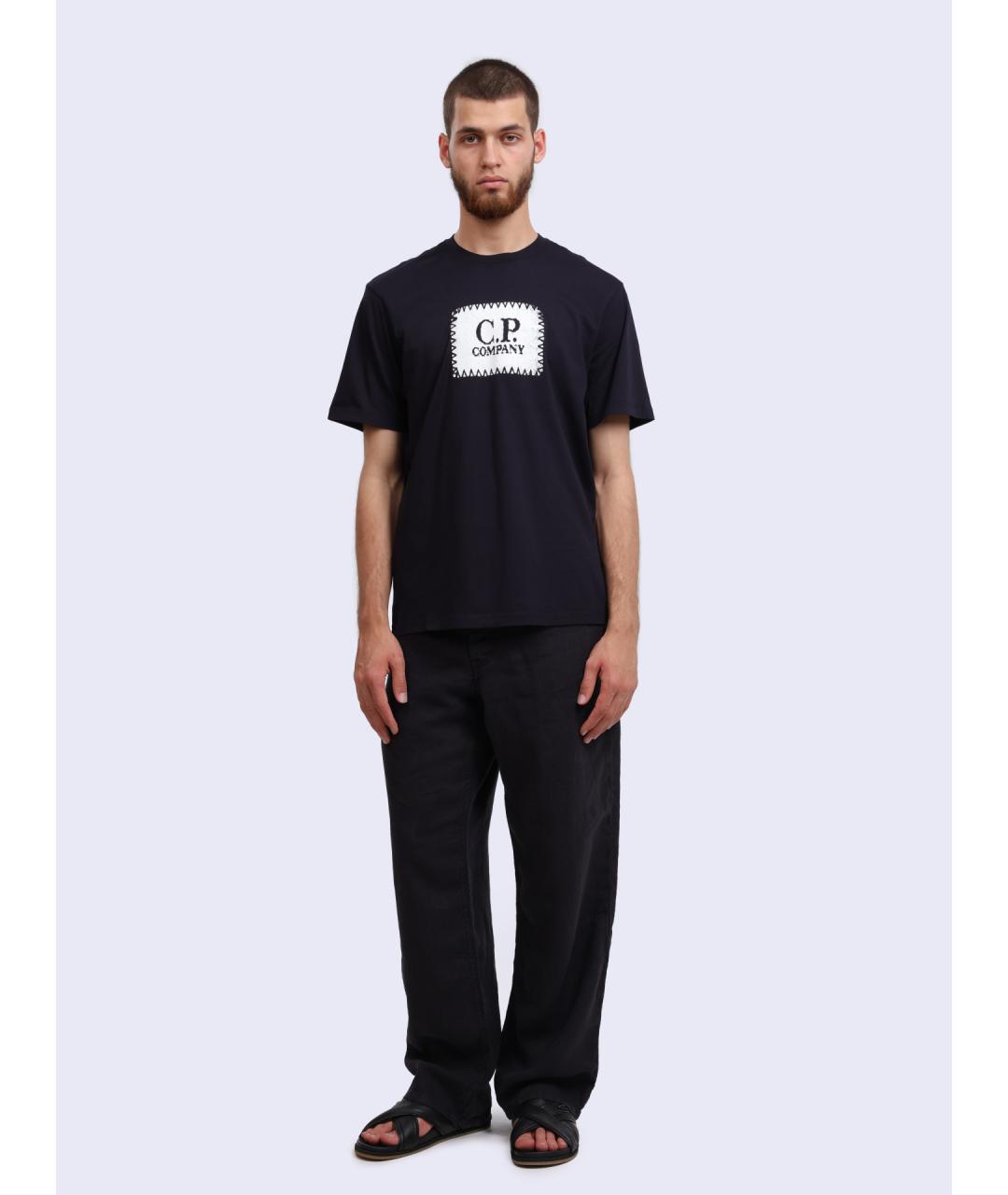 CP COMPANY Темно-синяя хлопковая футболка, фото 2