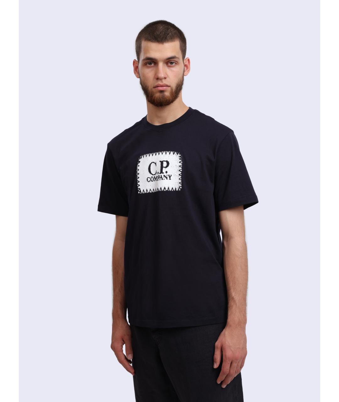 CP COMPANY Темно-синяя хлопковая футболка, фото 3