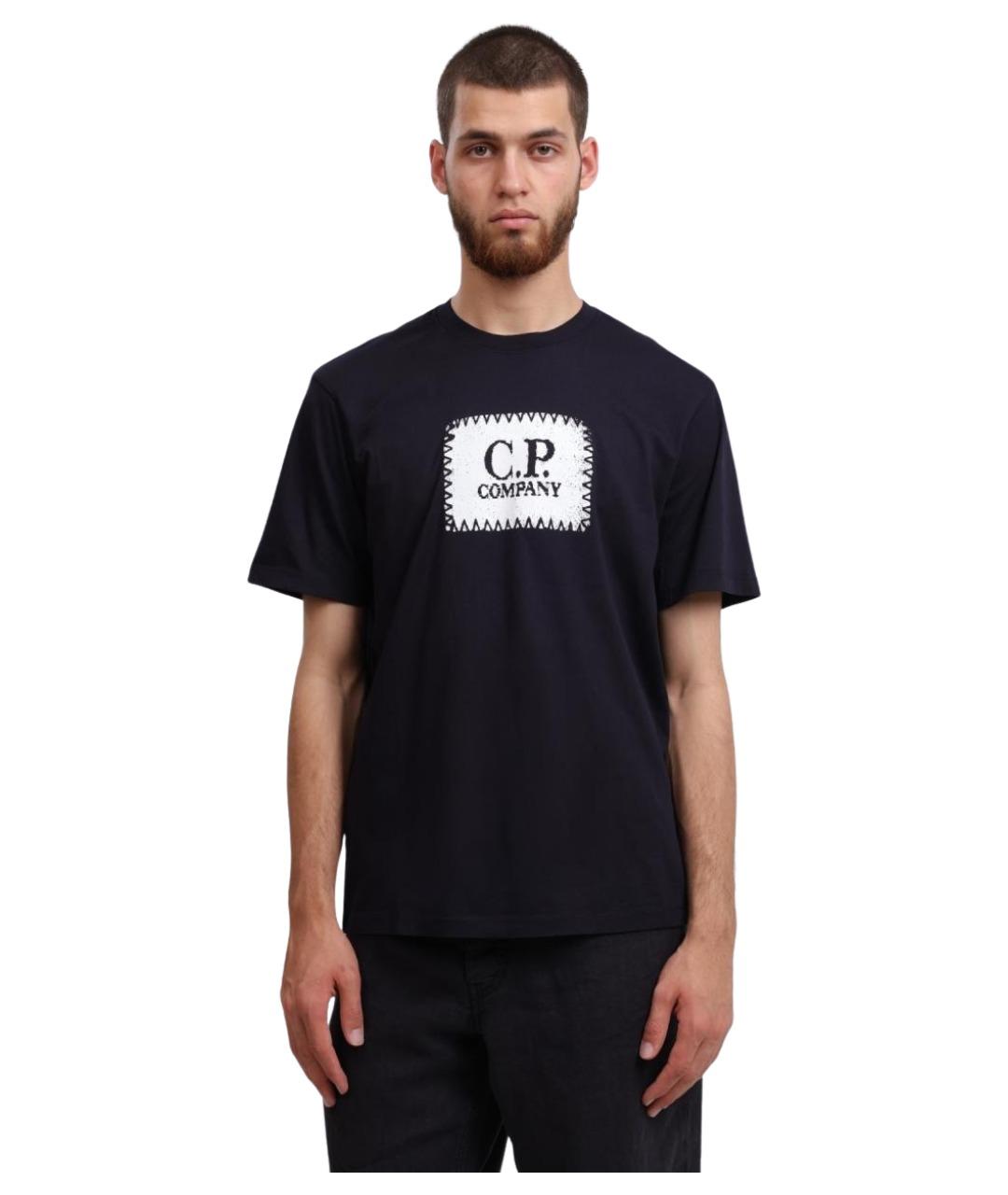 CP COMPANY Темно-синяя хлопковая футболка, фото 1