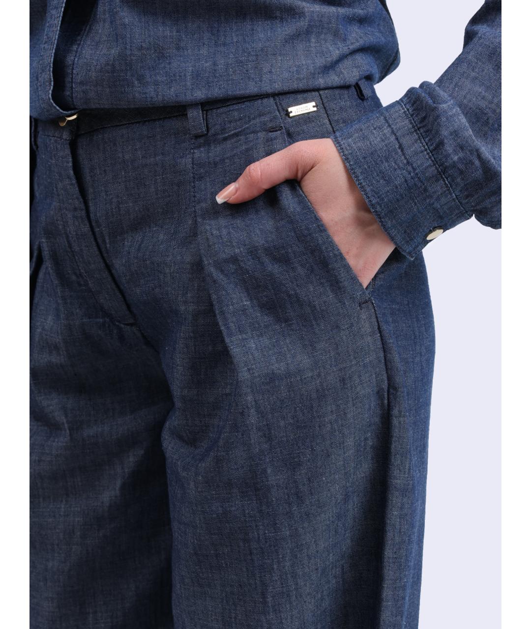 ARMANI EXCHANGE Синие хлопковые прямые брюки, фото 4