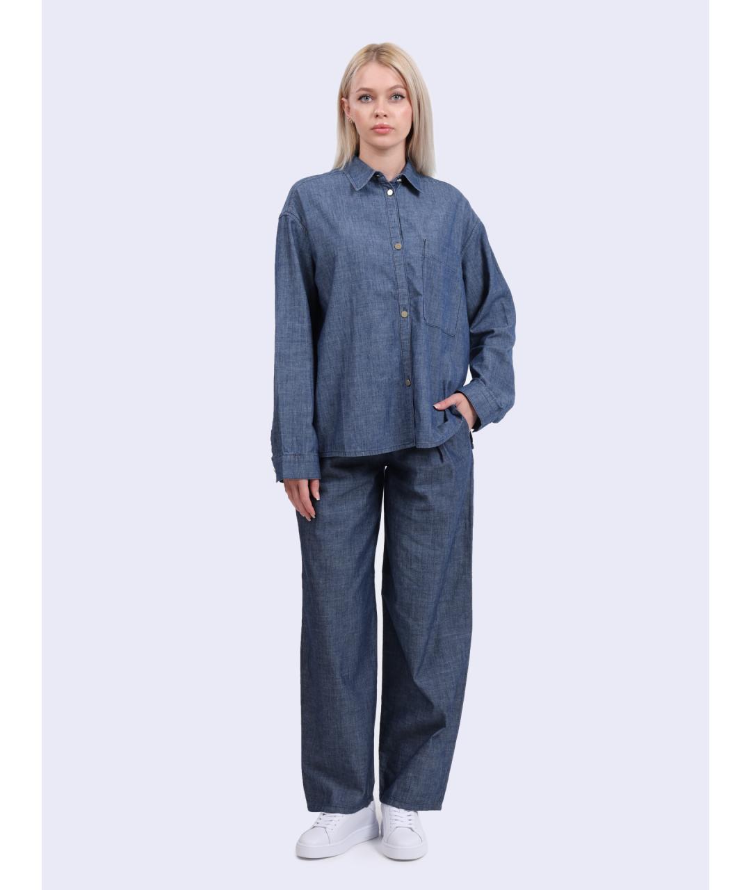 ARMANI EXCHANGE Синие хлопковые прямые брюки, фото 6