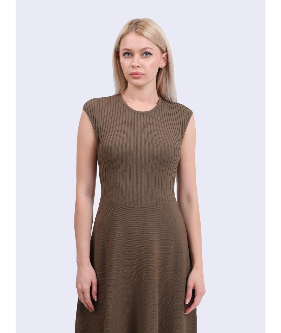 ARMANI EXCHANGE Коричневое вискозное повседневное платье, фото 2