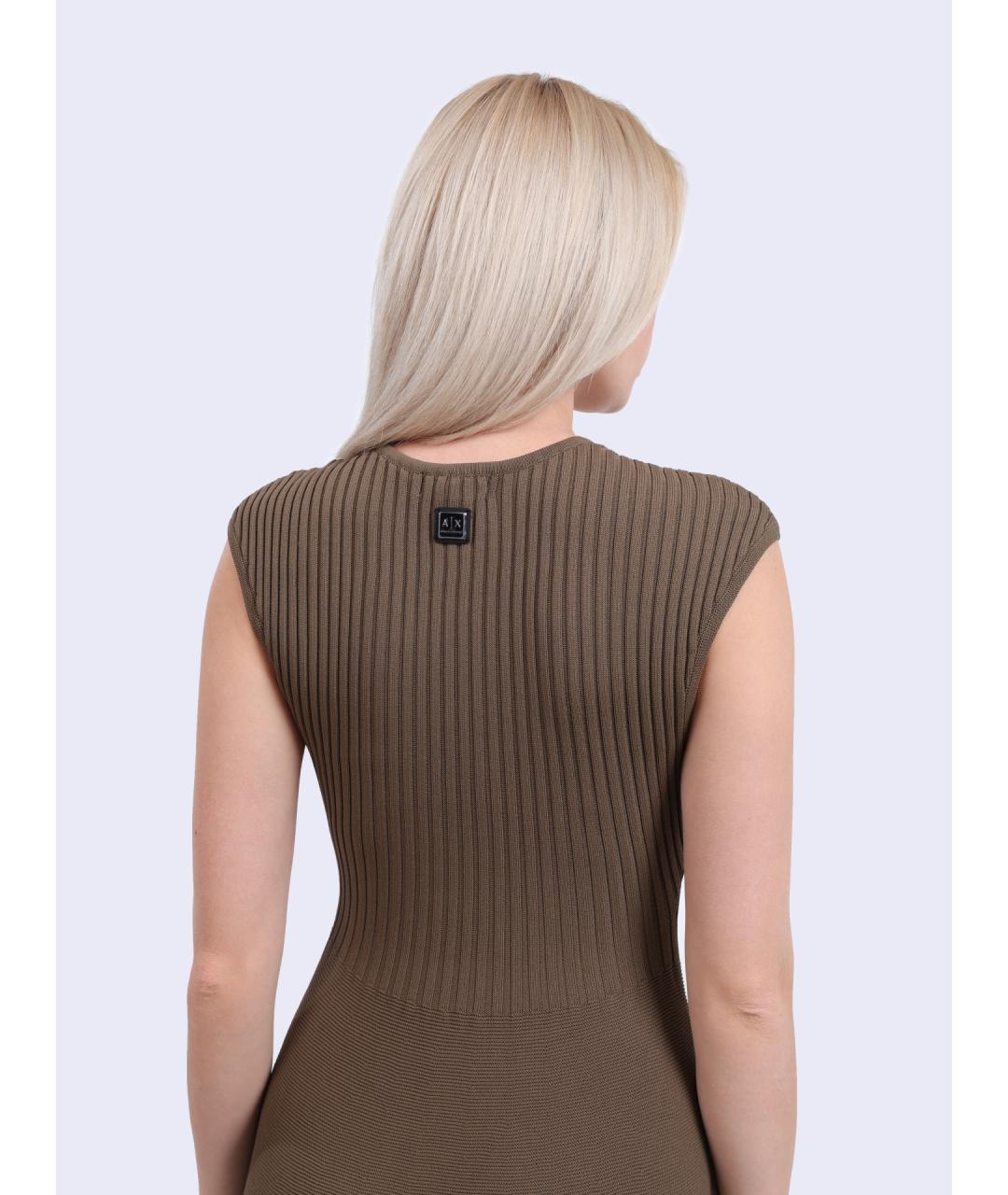 ARMANI EXCHANGE Коричневое вискозное повседневное платье, фото 4