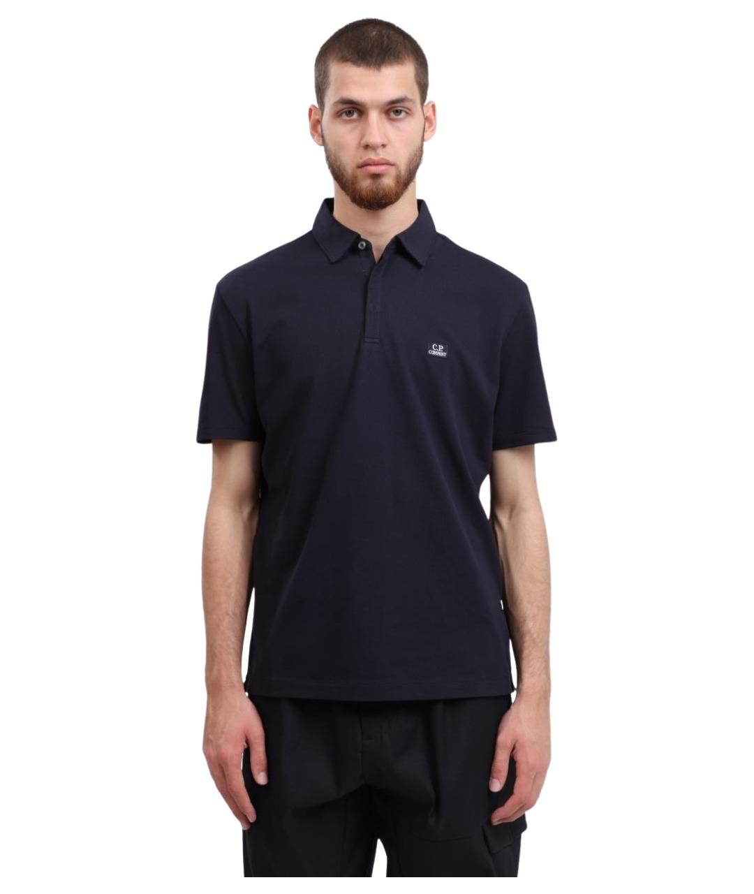 CP COMPANY Темно-синее хлопковое поло с коротким рукавом, фото 1
