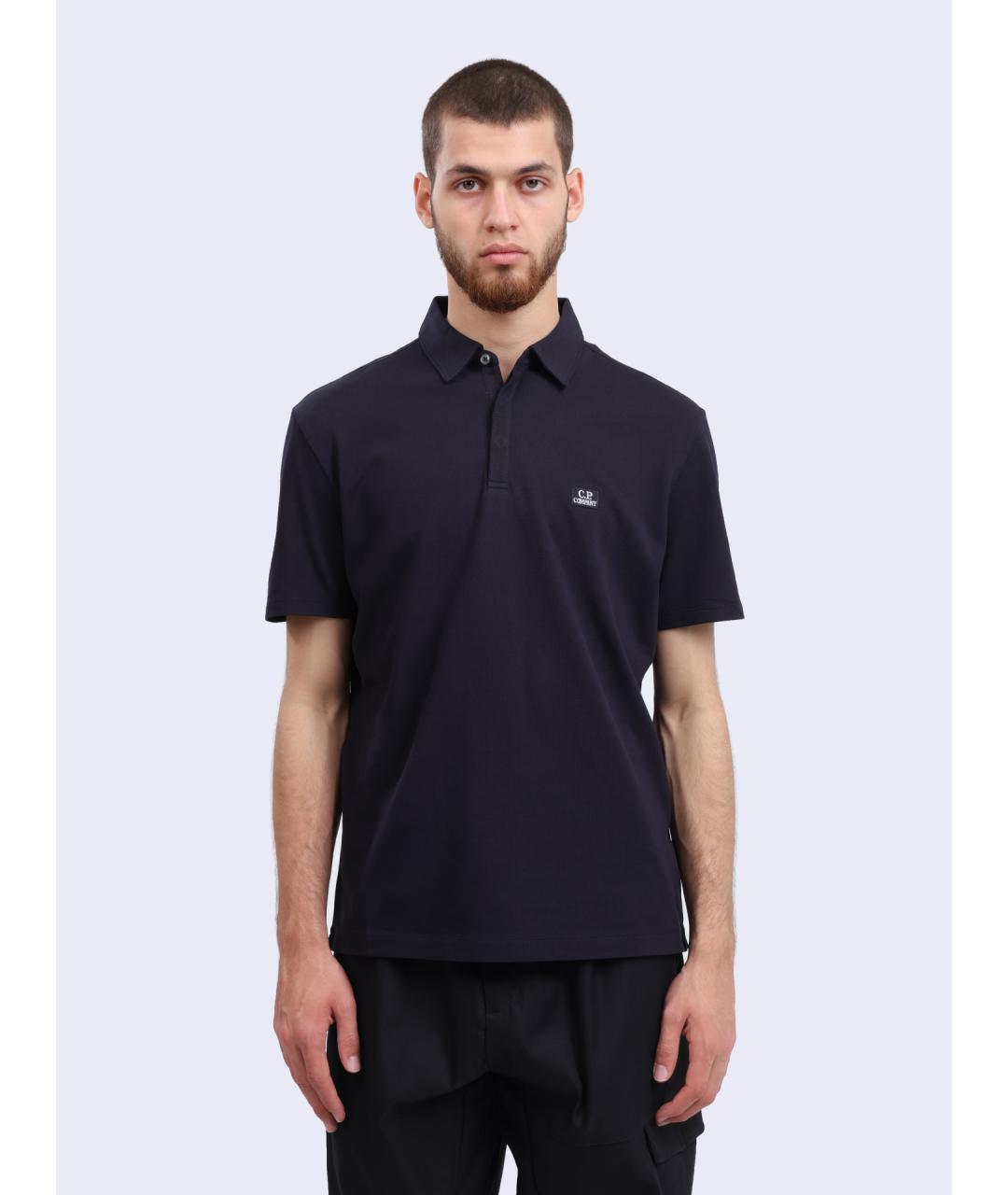 CP COMPANY Темно-синее хлопковое поло с коротким рукавом, фото 5