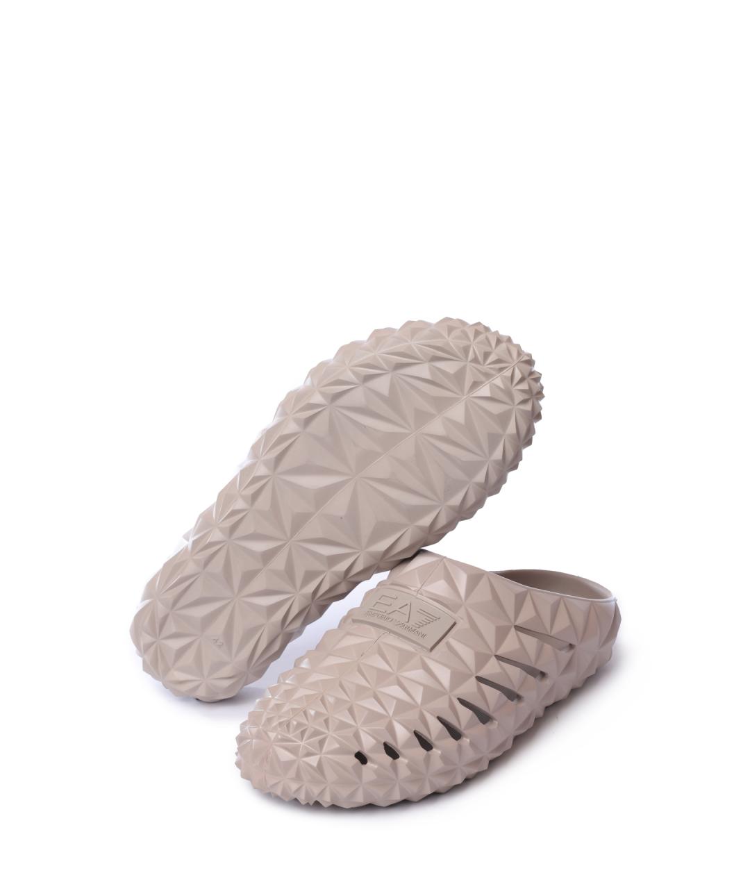 EA7 Бежевые резиновые шлепанцы, фото 4