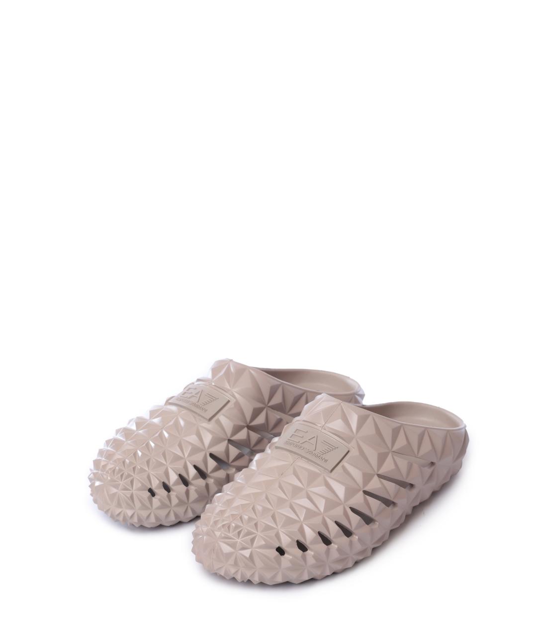 EA7 Бежевые резиновые шлепанцы, фото 2