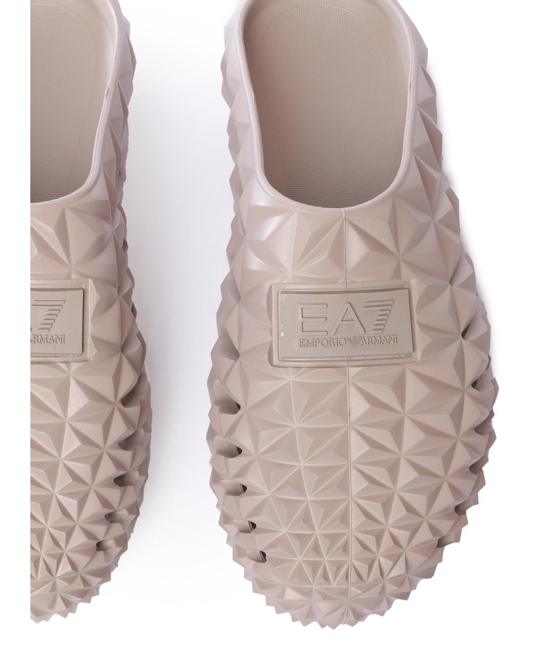 EA7 Бежевые резиновые шлепанцы, фото 6