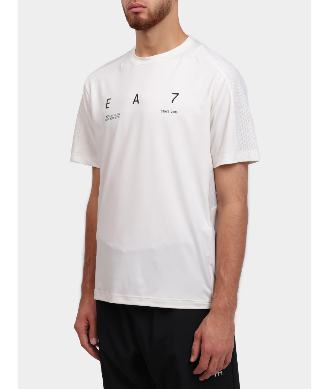 EA7 Белая хлопковая футболка, фото 3