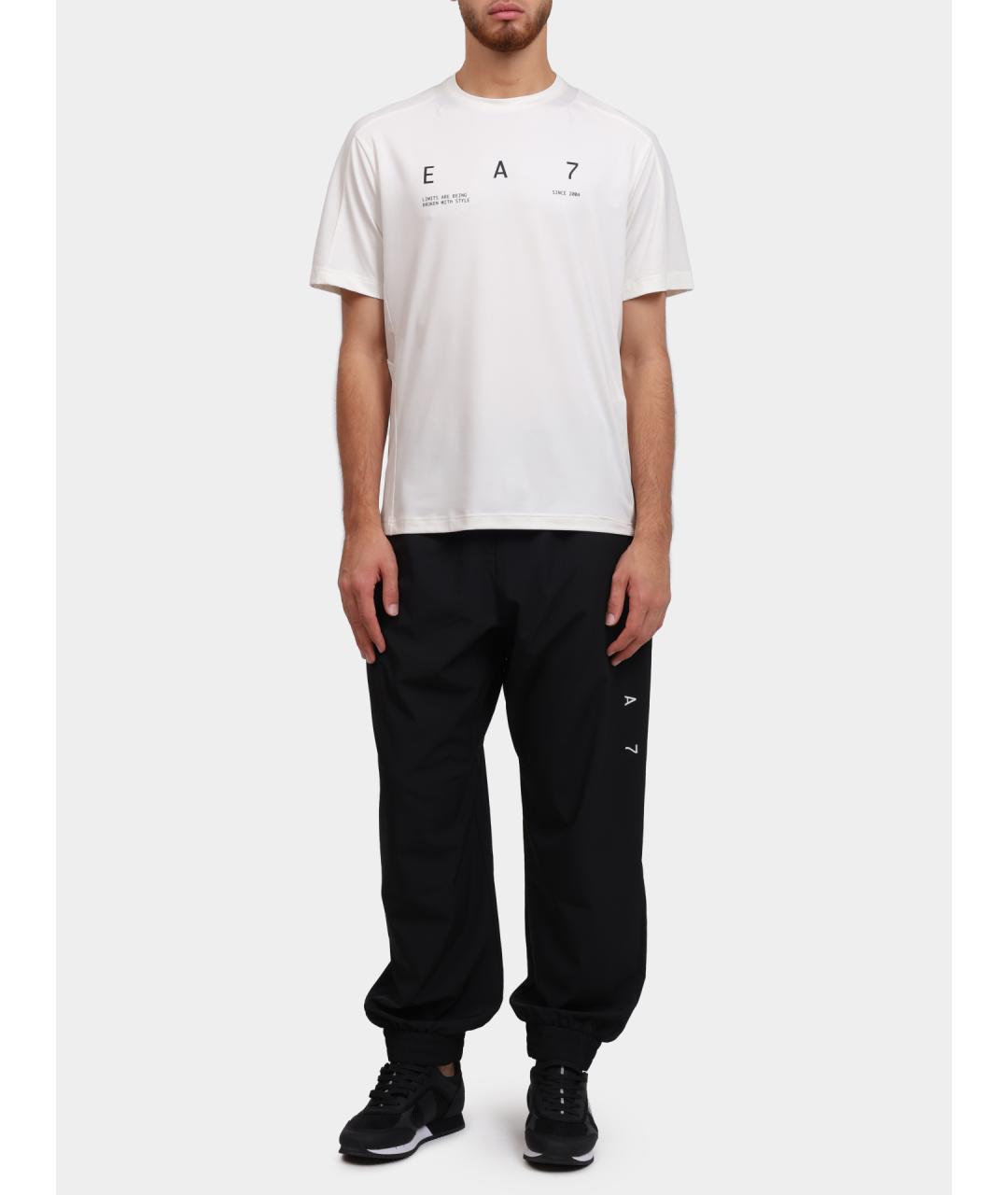 EA7 Белая хлопковая футболка, фото 2