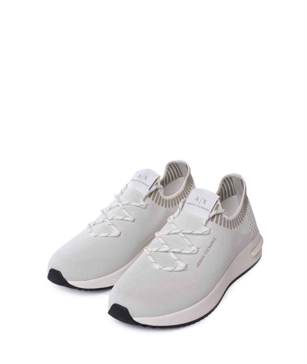 ARMANI EXCHANGE Белые текстильные низкие кроссовки / кеды, фото 2