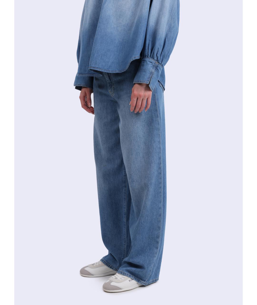 PINKO Голубые хлопковые прямые джинсы, фото 3