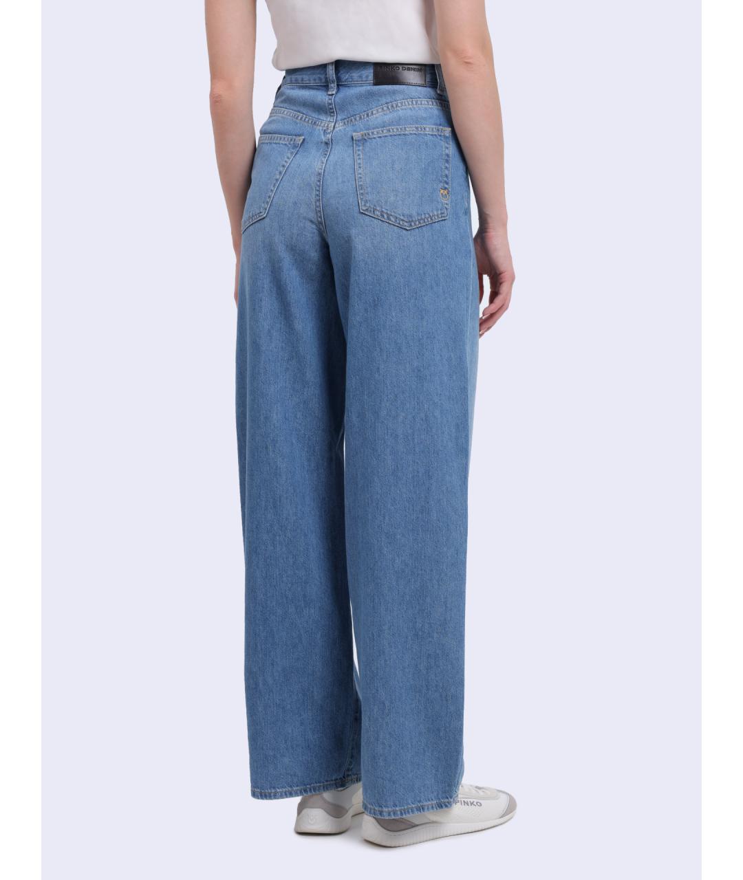 PINKO Голубые хлопковые прямые джинсы, фото 6