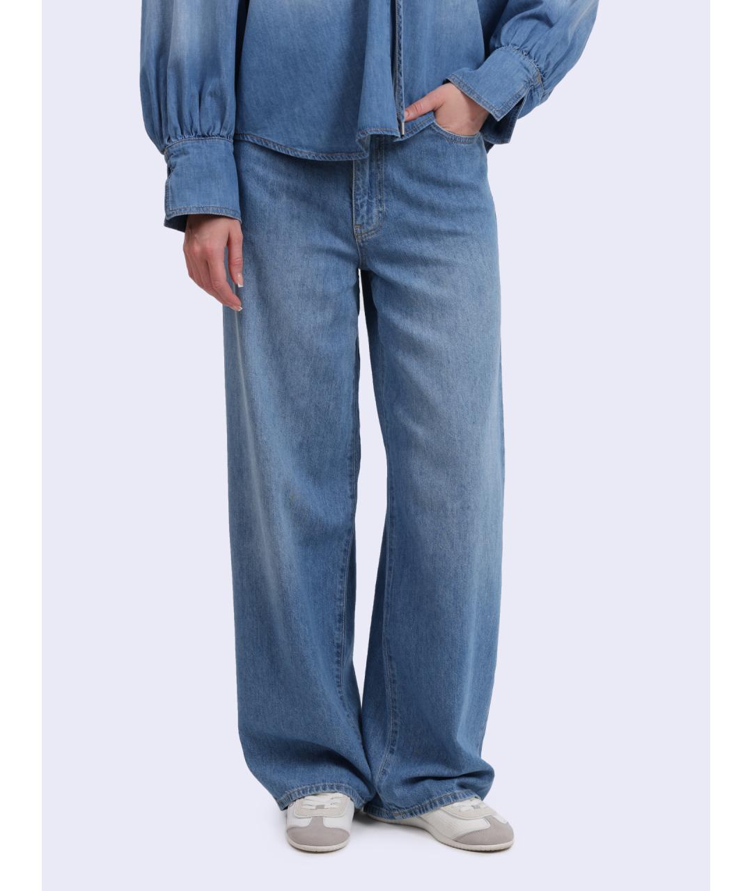 PINKO Голубые хлопковые прямые джинсы, фото 2