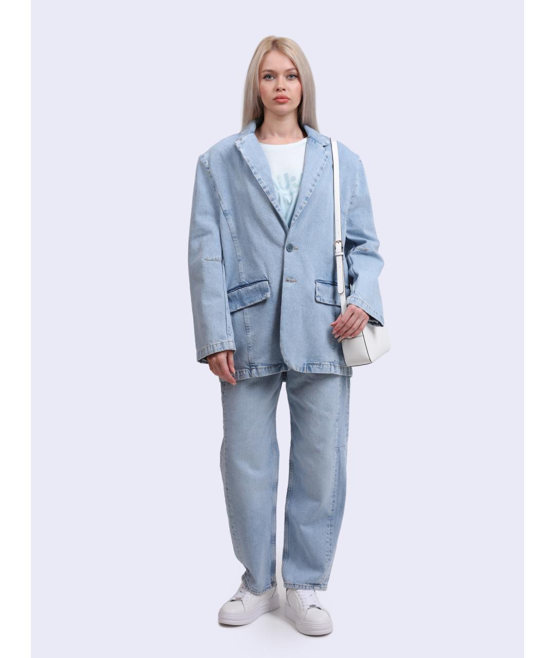 LIU JO Голубой хлопковый жакет/пиджак, фото 2