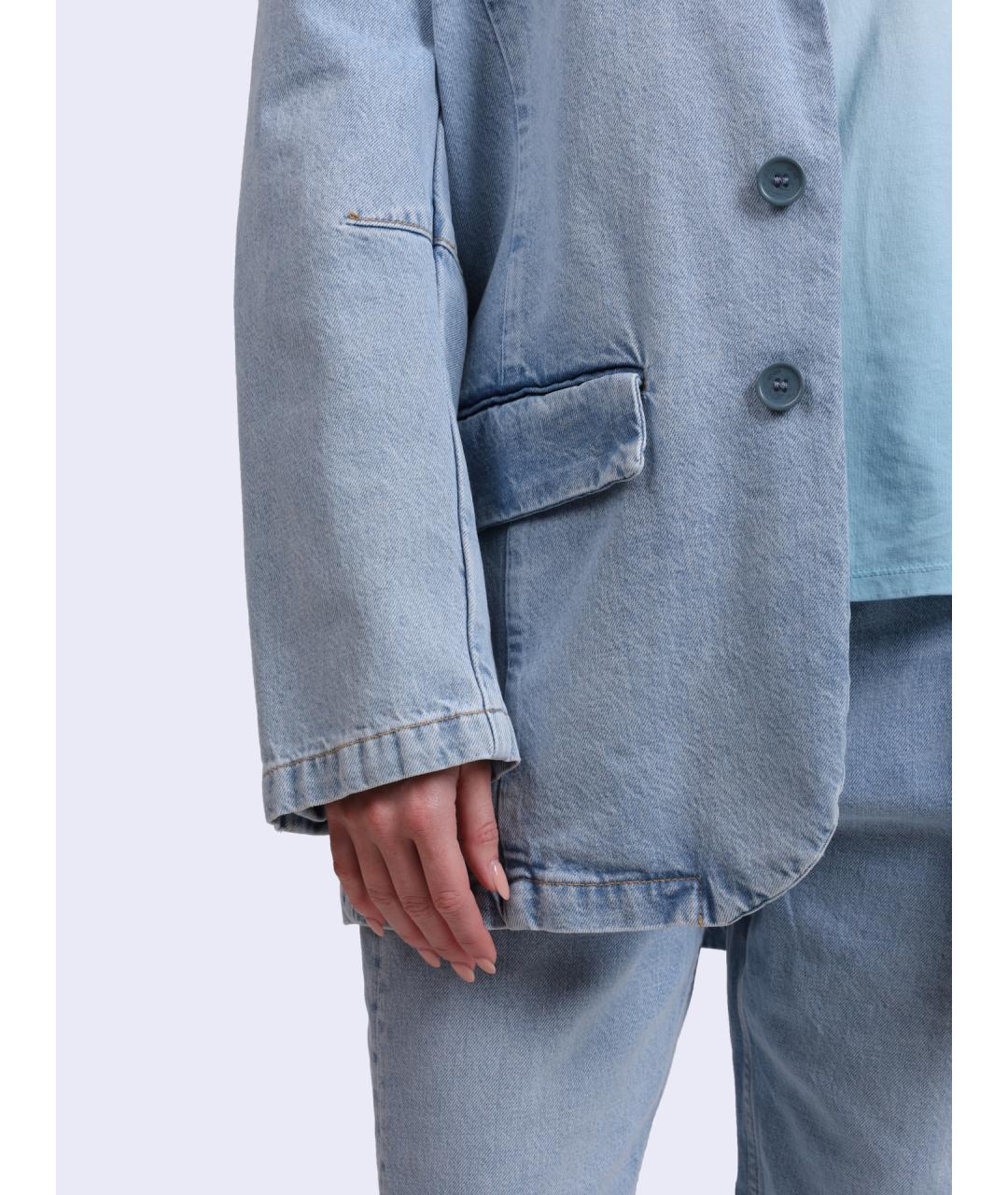 LIU JO Голубой хлопковый жакет/пиджак, фото 4