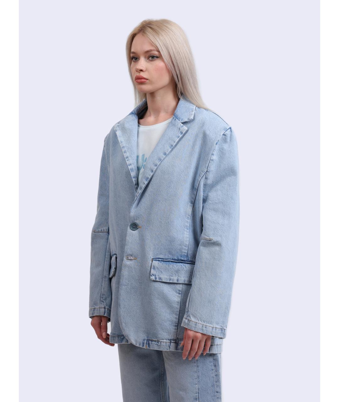 LIU JO Голубой хлопковый жакет/пиджак, фото 3