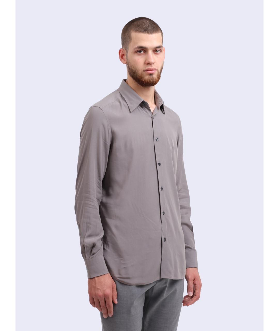 EMPORIO ARMANI Серая хлопковая кэжуал рубашка, фото 3