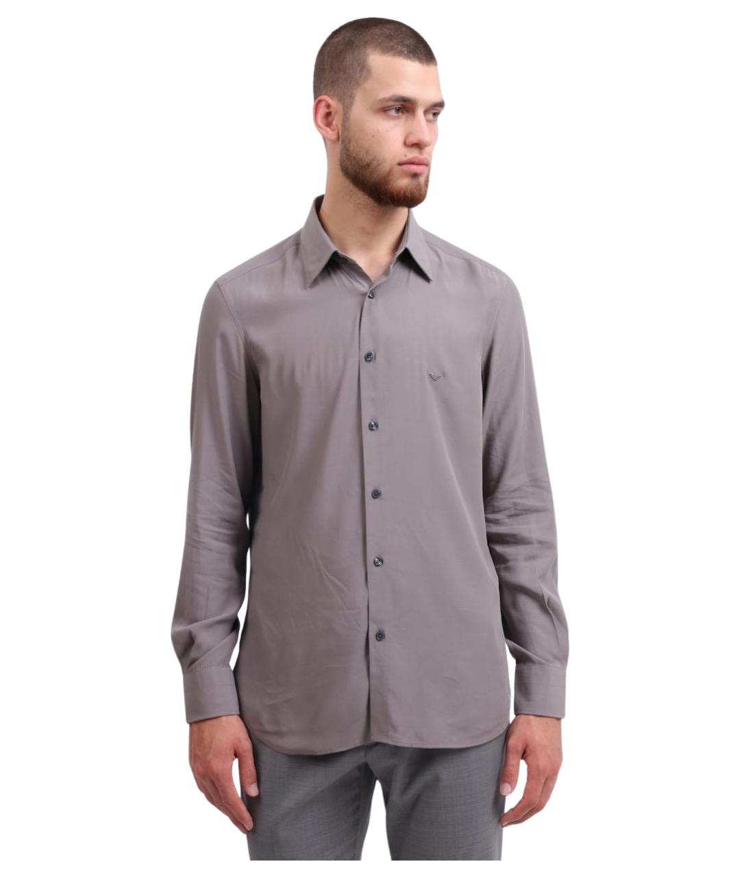 EMPORIO ARMANI Серая хлопковая кэжуал рубашка, фото 1