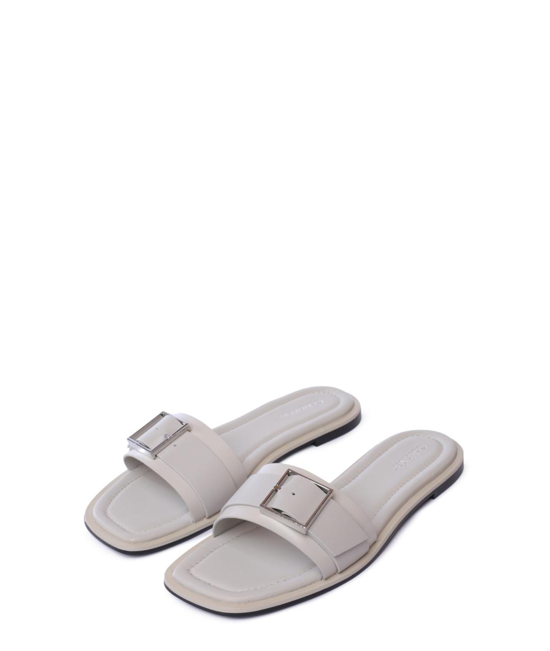 CALVIN KLEIN Серые кожаные шлепанцы, фото 2