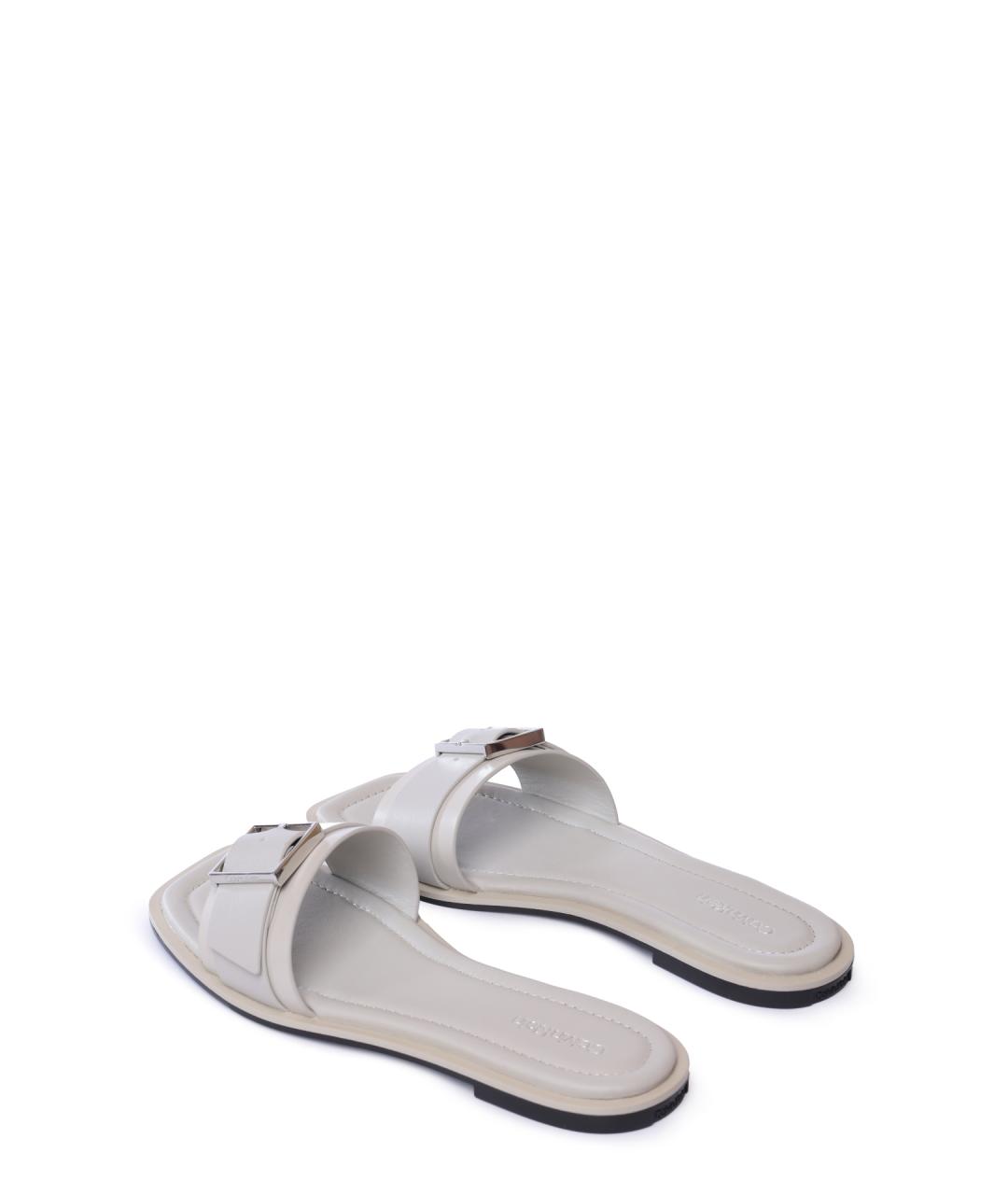 CALVIN KLEIN Серые кожаные шлепанцы, фото 4