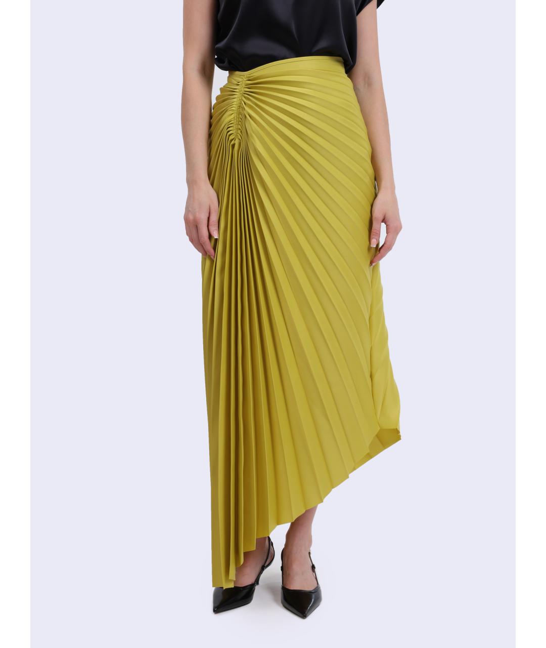 PINKO Желтая полиэстеровая юбка макси, фото 6