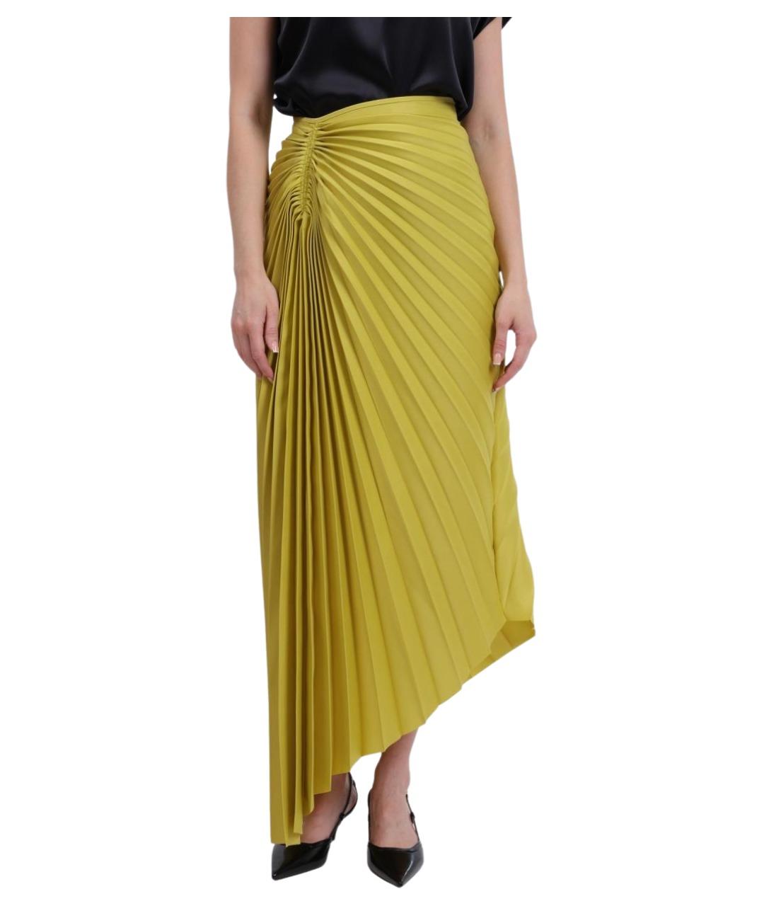 PINKO Желтая полиэстеровая юбка макси, фото 1