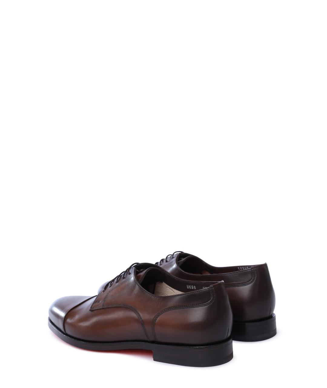 SANTONI Коричневые кожаные туфли, фото 5