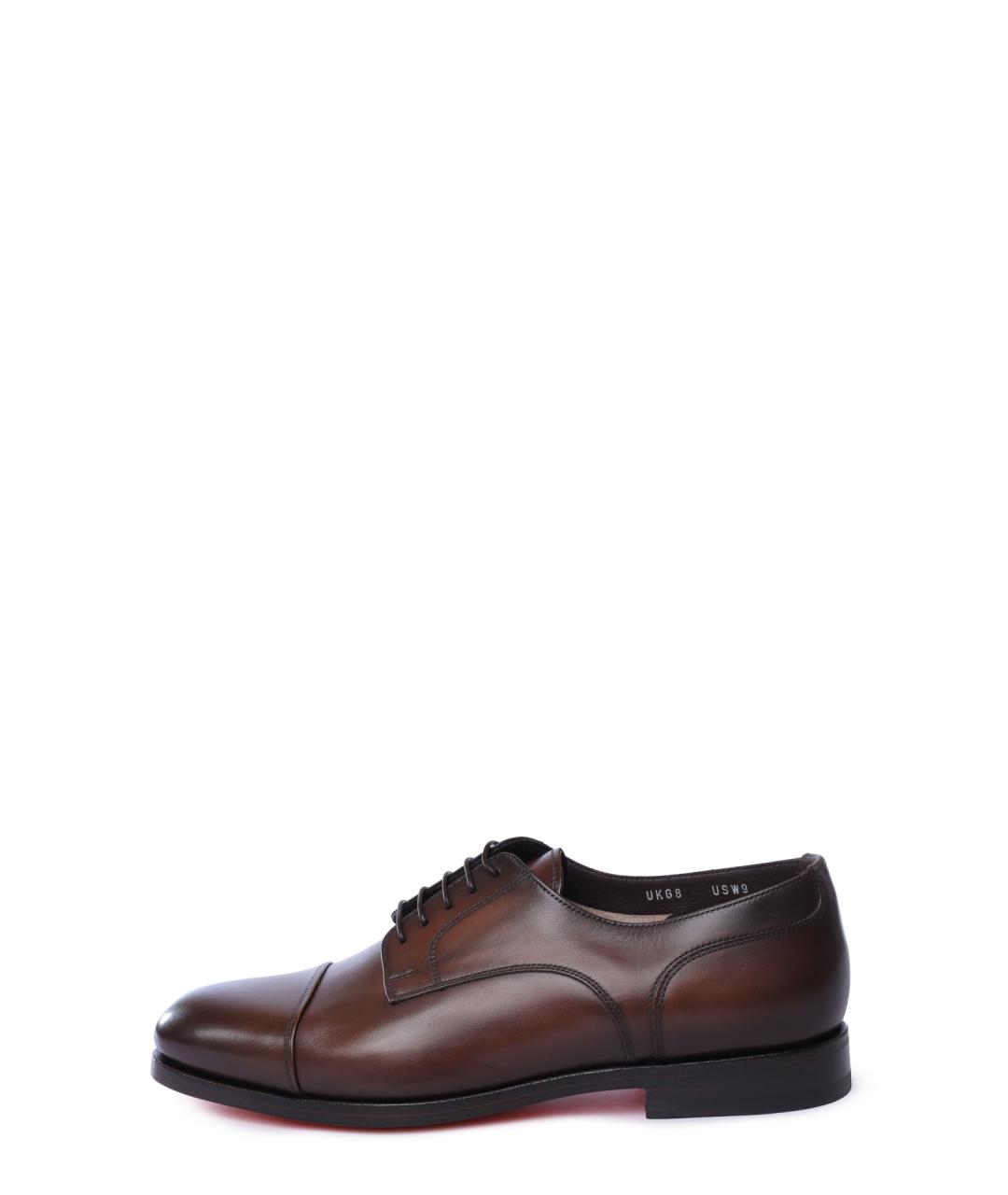 SANTONI Коричневые кожаные туфли, фото 6