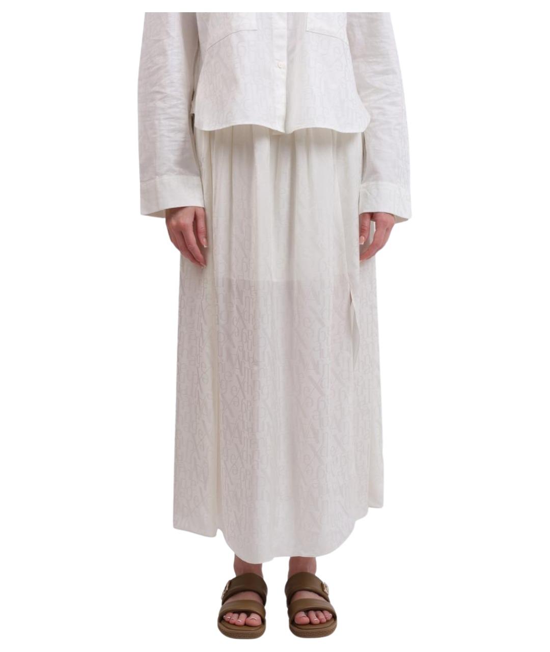ARMANI EXCHANGE Белая вискозная юбка макси, фото 1